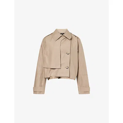 Rag & Bone Womens Khaki Jamie Cropped Cotton Trench Coat In Brown