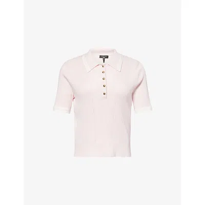 Rag & Bone Womens Ltpnk Laurie Tipped-collar Cotton And Cashmere-blend Polo Shirt In Pink