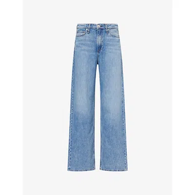 Rag & Bone Womens Lyon Logan Wide-leg Denim Jeans In Blue