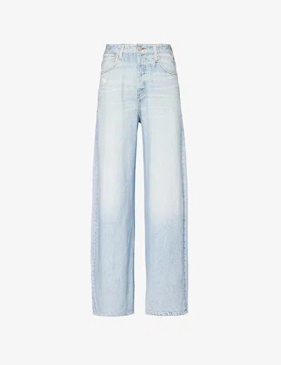 Rag & Bone Womens  Miramar Sofie Wide-leg Mid-rise Cotton-jersey Trousers In Blue
