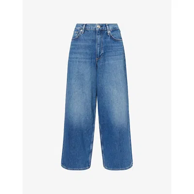 Rag & Bone Womens Millerton Andi Cropped Wide-leg Denim Jeans In Blue
