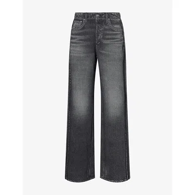 Rag & Bone Womens Miramar Straight-leg Cotton Trousers Washed Black In Gray