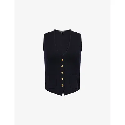 Rag & Bone Womens Navy Portia V-neck Wool Vest Xs In Blue