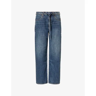 Rag & Bone Womens  Phoebe Wide-leg Denim Jeans In Blue