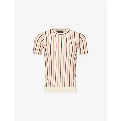 Rag & Bone Womens Pnkmt Victoria Stripe-print Stretch-knit T-shirt In Pattern
