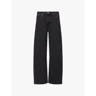 Rag & Bone Womens  The Logan Wide-leg Denim-blend Jeans In Black