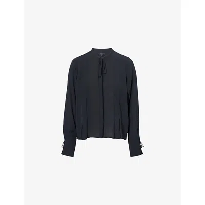 Rag & Bone Womens  Arden Pleated Woven Blouse In Blue