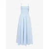 Rag & Bone Womens Ltblu Hallie Cotton-poplin Midi Dress In Blue