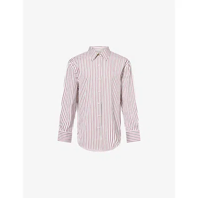 Rag & Bone Womens Ivrds Jessica Striped Cotton Shirt In Burgundy