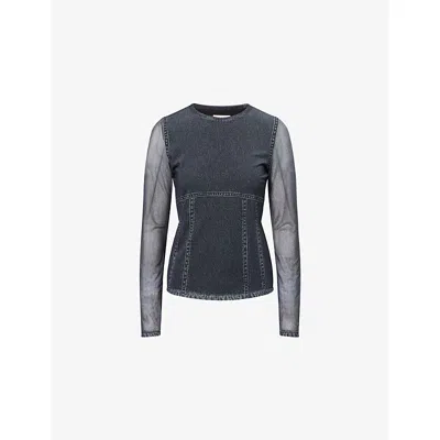 Rag & Bone Womens  Miramar Long-sleeve Mesh Top In Gray