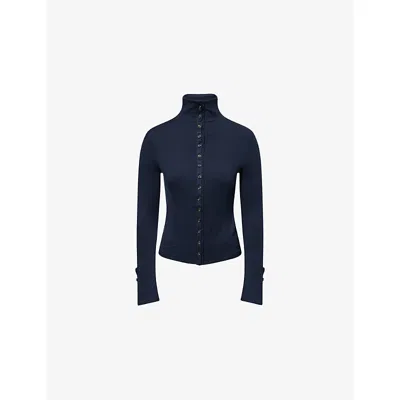 Rag & Bone Womens  Ribbed Long-sleeve Knitted Cardigan In Blue
