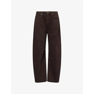RAG & BONE WOMENS ESPRESSO THE CHARLIE BARREL-LEG DENIM JEANS