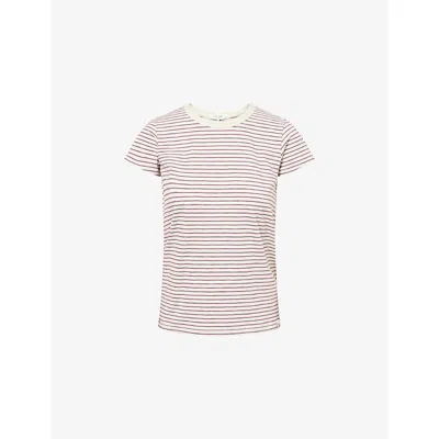 Rag & Bone Womens The Slub Striped Cotton-jersey T-shirt Brgmt In White