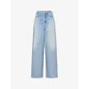 Rag & Bone Womens Raily Miramar Terry Sofie Wide-leg Cotton-jersey Jeans In Blue