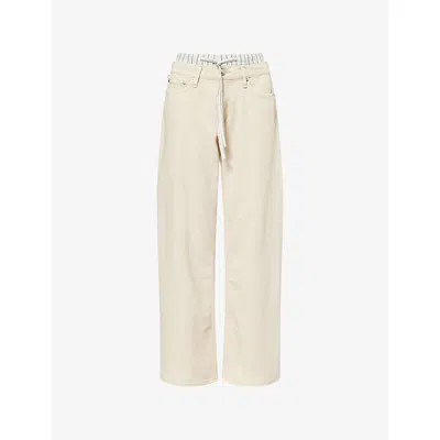Rag & Bone Womens Sandstripe Saige Layered-waistband Denim Jeans In Brown