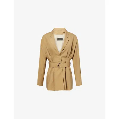 Rag & Bone Womens Tan Mandi Belted Linen-blend Blazer In Brown