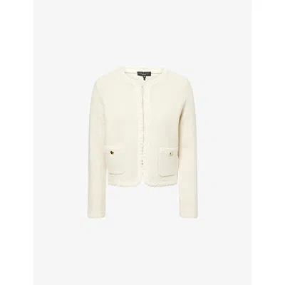Rag & Bone Womens Ttldv Claire Braided-trim Cotton-blend Cardigan