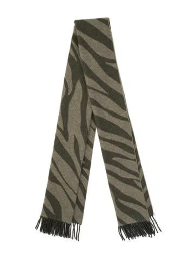 Pre-owned Rag & Bone Wool Animal Print Scarf In Green