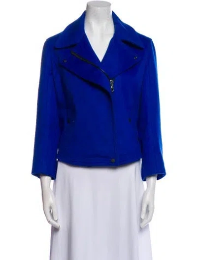 Pre-owned Rag & Bone Wool Biker Jacket In Blue