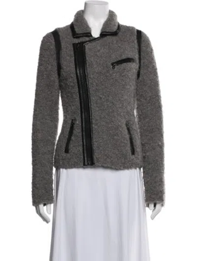 Pre-owned Rag & Bone Wool Biker Jacket In White