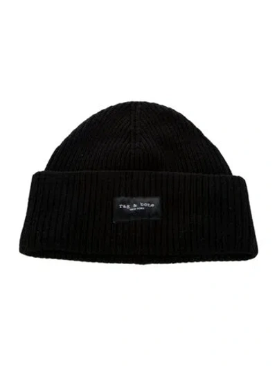 Pre-owned Rag & Bone Wool Blend Knit Beanie In Black