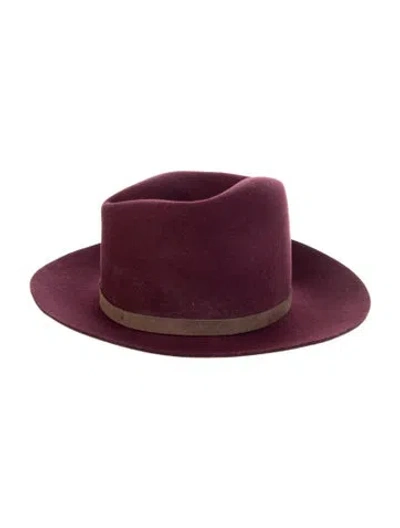 Pre-owned Rag & Bone Wool Brimmed Hat In Burgundy
