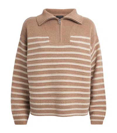 Rag & Bone Wool-cashmere Stripe Raven Sweater In Brown
