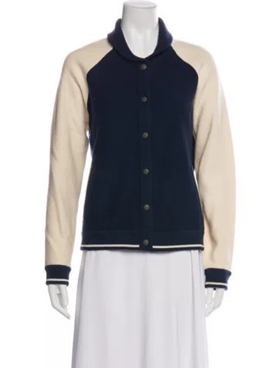 Pre-owned Rag & Bone Wool Colorblock Pattern Bomber Jacket In Blue/yellow