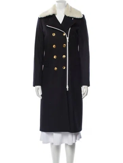 Pre-owned Rag & Bone Wool Colorblock Pattern Fur Coat In Blue