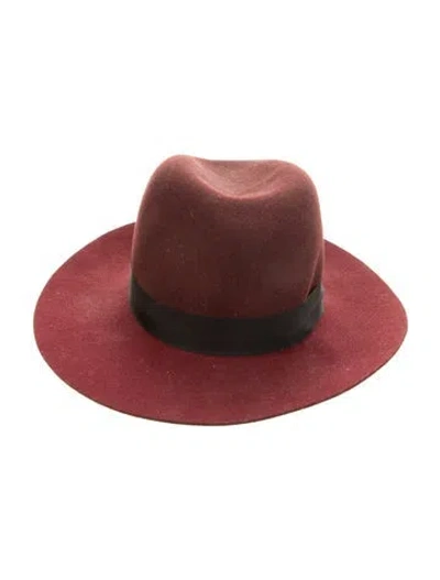 Pre-owned Rag & Bone Wool Fedora Hat In Black/burgundy