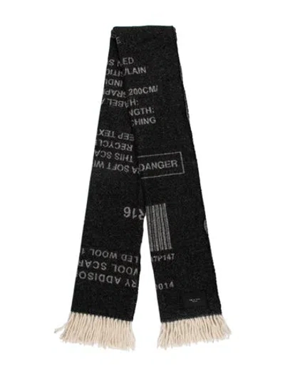 Pre-owned Rag & Bone Wool Graphic Print Scarf In Grey