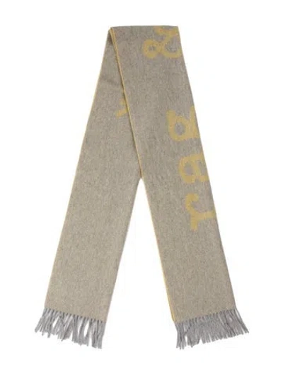 Pre-owned Rag & Bone Wool Graphic Print Scarf In Grey/yellow