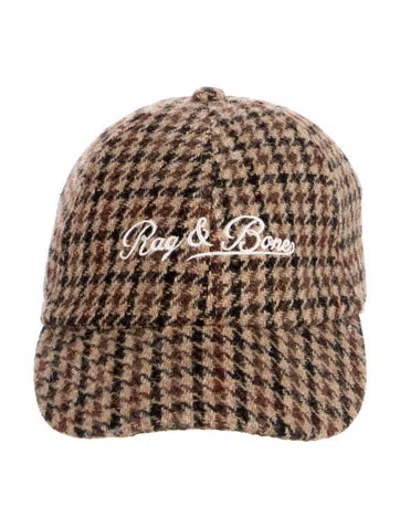 Pre-owned Rag & Bone Wool Houndstooth Patterned Baseball Cap In Neutrals