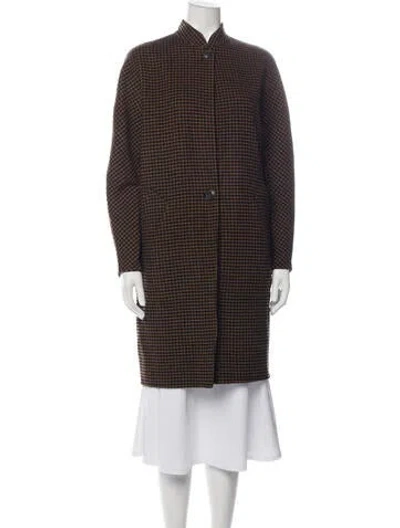 Pre-owned Rag & Bone Wool Houndstooth Print Coat In Brown