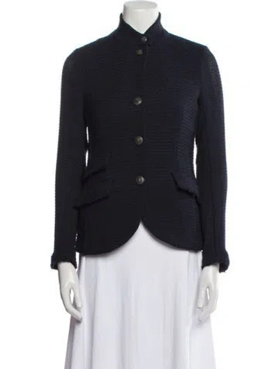 Pre-owned Rag & Bone Wool Houndstooth Print Evening Jacket In Blue