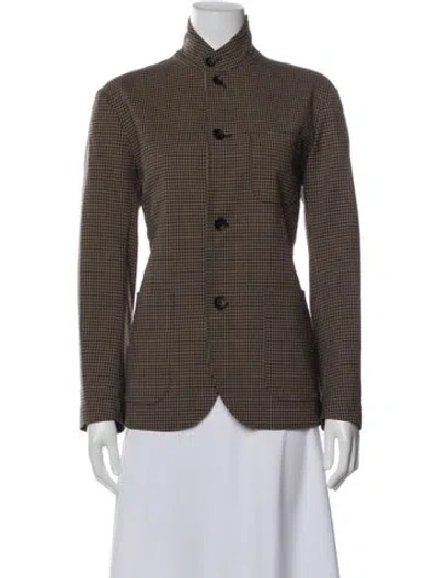 Pre-owned Rag & Bone Wool Houndstooth Print Jacket In Brown