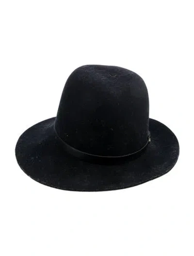 Pre-owned Rag & Bone Wool Leather Trim Hat In Black