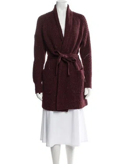 Pre-owned Rag & Bone Wool Open Front Sweater In Burgundy