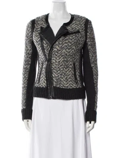 Pre-owned Rag & Bone Wool Patterned Biker Jacket In Gray