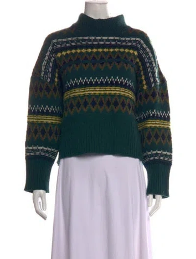 Pre-owned Rag & Bone Wool Patterned Sweater In Green