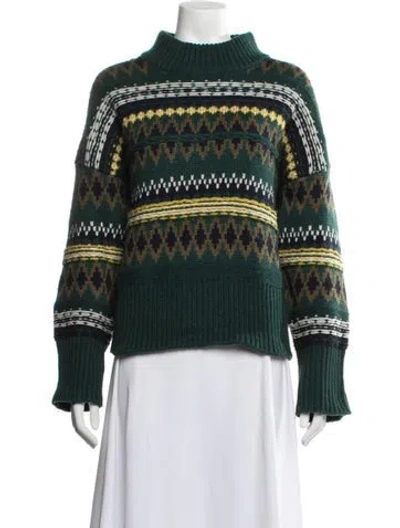 Pre-owned Rag & Bone Wool Patterned Sweater In Green