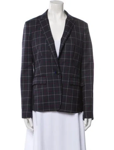 Pre-owned Rag & Bone Wool Plaid Print Blazer In Blue