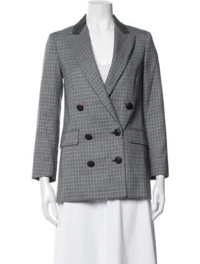 Pre-owned Rag & Bone Wool Plaid Print Blazer In Blue/grey