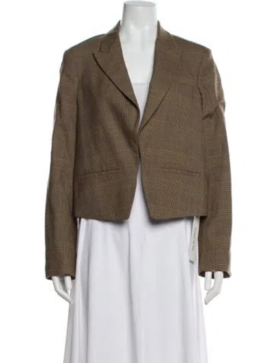 Pre-owned Rag & Bone Wool Plaid Print Blazer In Brown