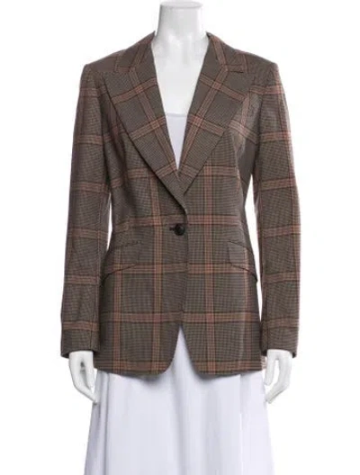 Pre-owned Rag & Bone Wool Plaid Print Blazer In Brown
