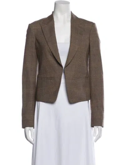Pre-owned Rag & Bone Wool Plaid Print Blazer In Brown