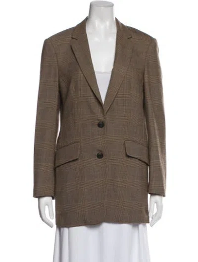 Pre-owned Rag & Bone Wool Plaid Print Blazer In Brown