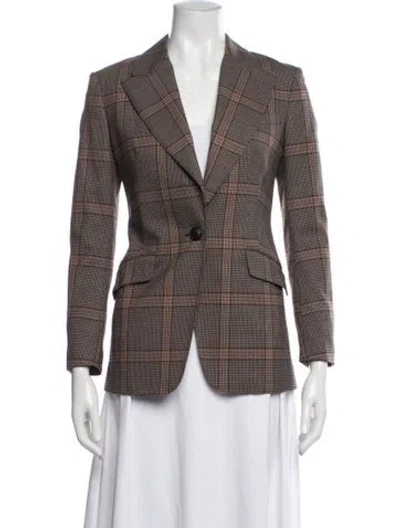 Pre-owned Rag & Bone Wool Plaid Print Blazer In Brown