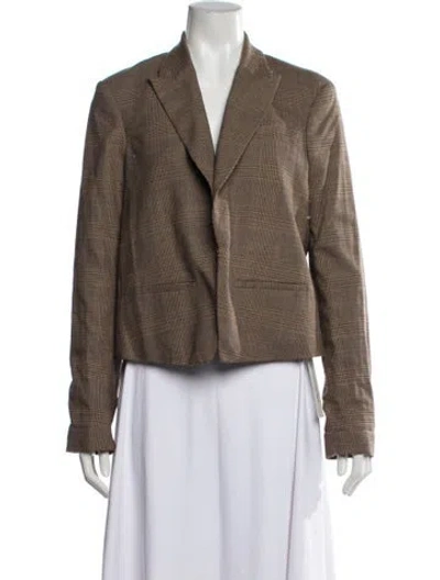 Pre-owned Rag & Bone Wool Plaid Print Blazer In Brown