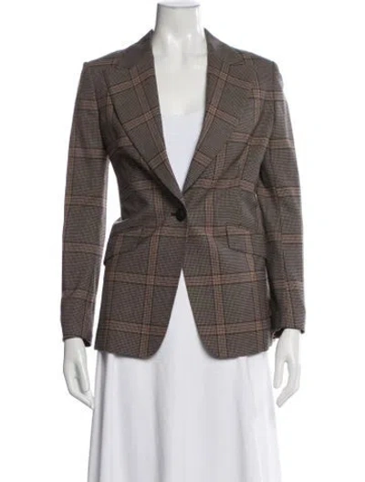 Pre-owned Rag & Bone Wool Plaid Print Blazer In Brown